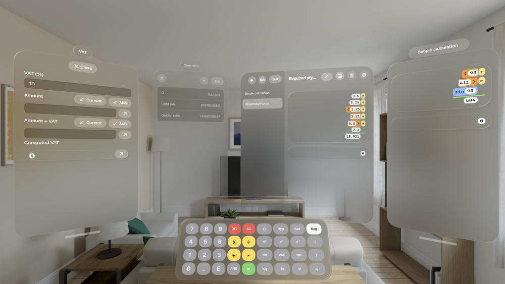 ExtCalc on Vision Pro